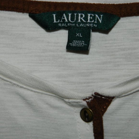 5/$25 Lauren Ralph Lauren Henly Top with Faux Suede Accents Size XL (CC-54) - Picture 2 of 5